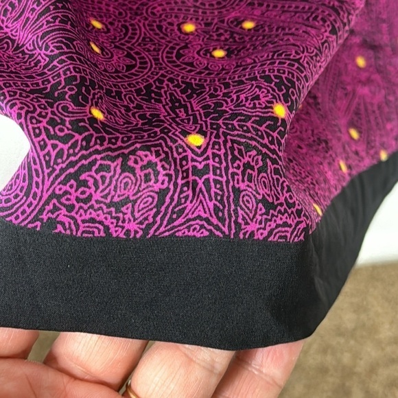 Yoana Baraschi 100% Silk Shift Dress Women's 4 Fuchsia Black Paisley EUC - Picture 5 of 10